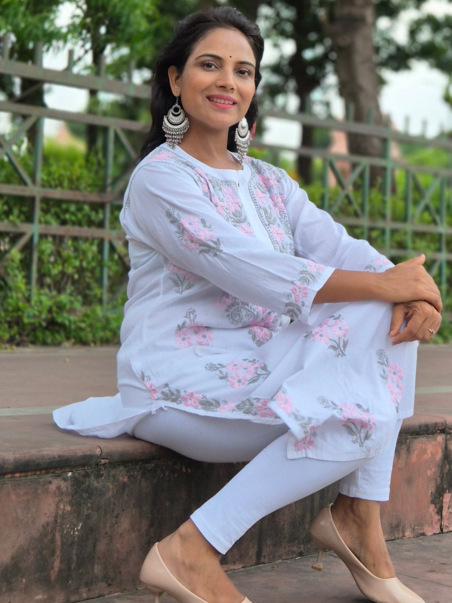 CHIKANKARI FABRIC COTTON KURTI