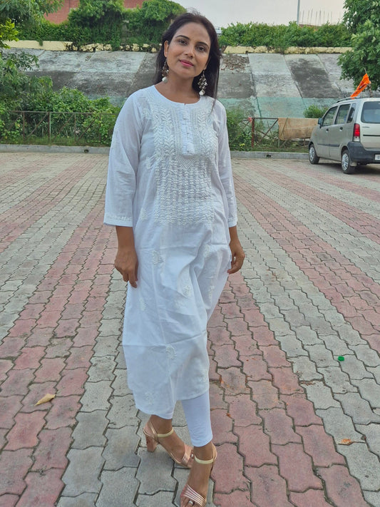 CHIKANKARI FABRIC COTTON KURTI